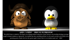  [Fond d'écran 'Bébé Gnu and bébé Tux avec la définition du projet GNU'] 